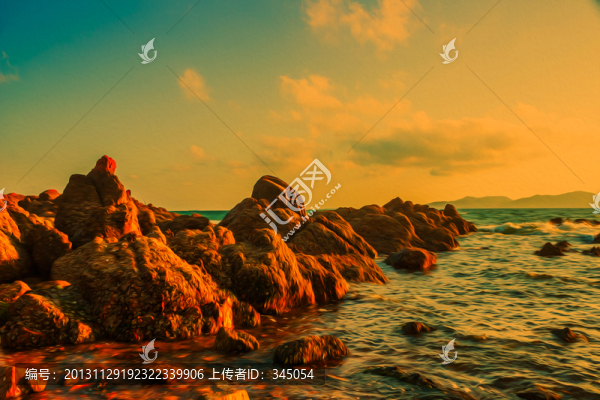 海島礁石,油畫藝術效果（合層）