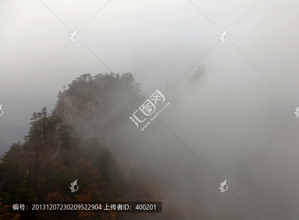 云遮霧罩的伏牛山老界嶺