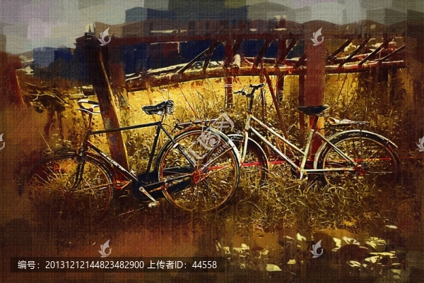 抽象畫,自行車