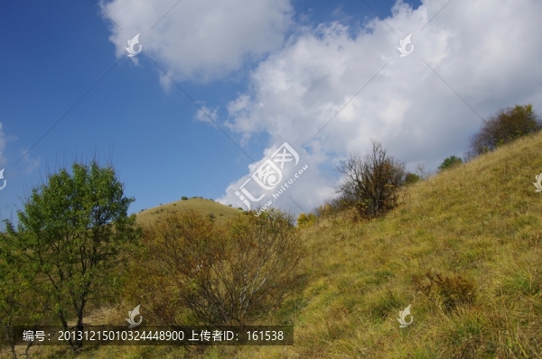 高山草甸,藍(lán)天白云,設(shè)計(jì)素材