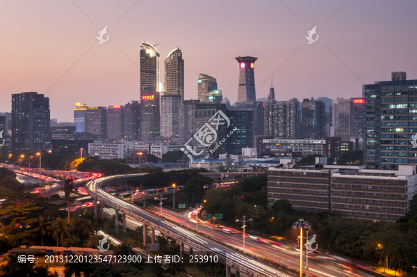 深圳,夜景,車公廟,,立交橋