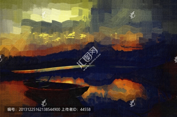 抽象畫,山水畫,船