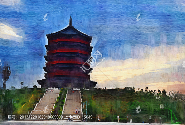 油畫,塔