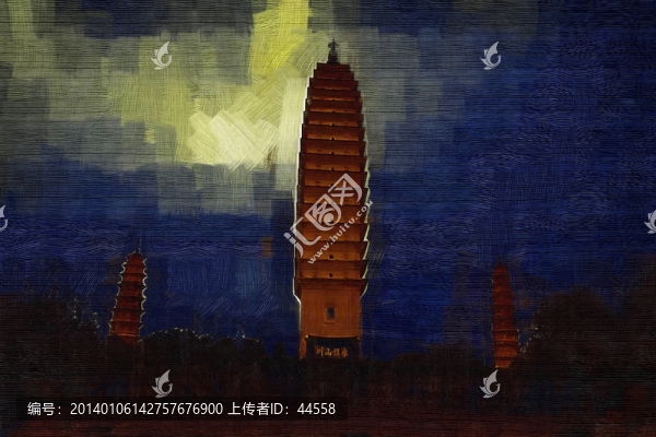 油畫,云南白塔