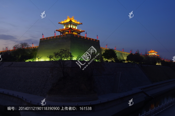 西安明代古城墻夜景