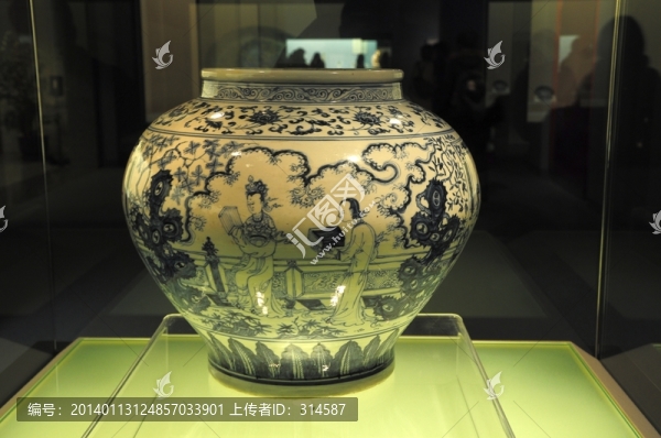 明宣德青花琴棋書畫罐