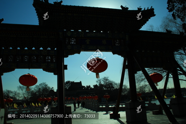 北海公園,,,牌樓,,燈籠