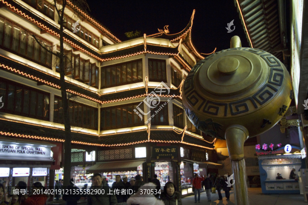 上海老街,豫園,夜景,中國元素