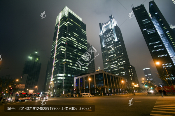 上海,陸家嘴,夜景,高層建筑