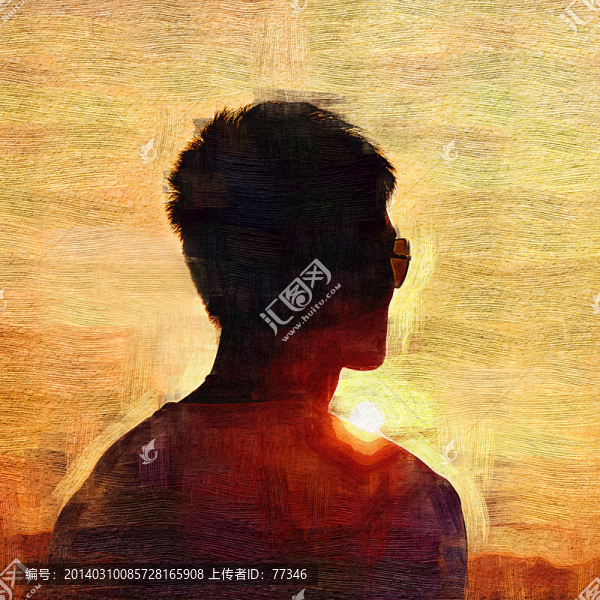 抽象畫,男人剪影