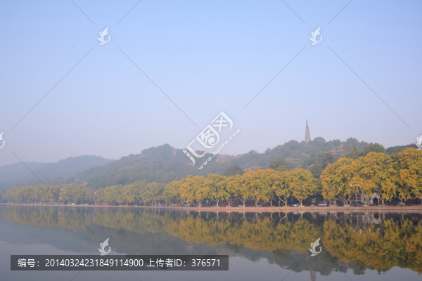西湖,保俶塔,湖泊,秋,清晨