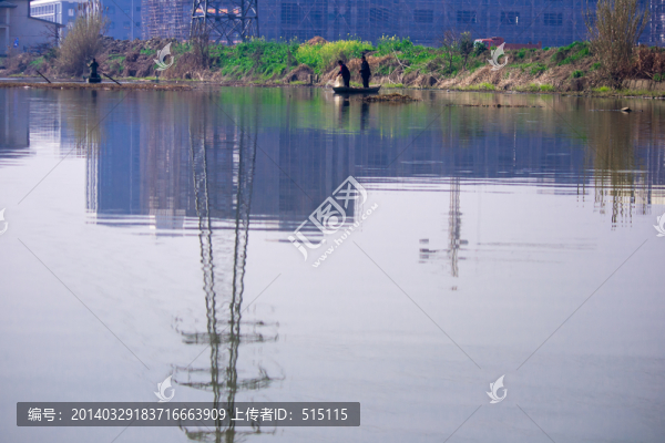 開發(fā)區(qū)小河捕魚的江南人家