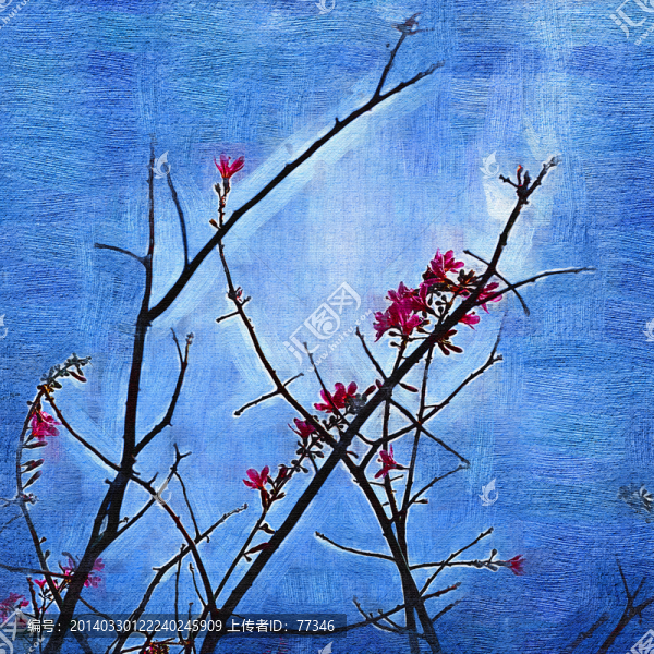 樹(shù)枝花卉抽象裝飾畫(huà)