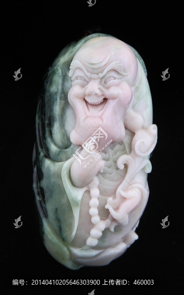 粉彩獨(dú)山玉人物雕件