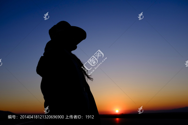 夕陽,牛仔