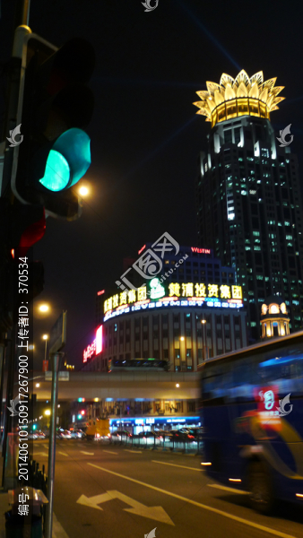 上海,外灘,夜景,街道,建筑群