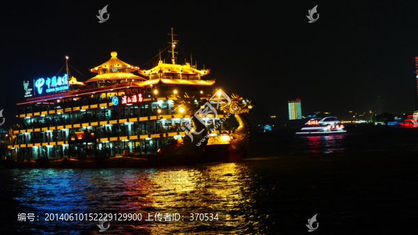 上海,外灘,夜景,浦江,游輪