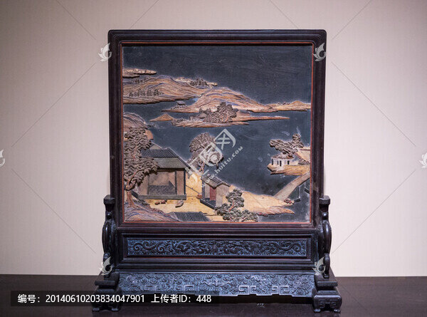 紫檀百寶嵌山水,御制詩(shī)文小插屏