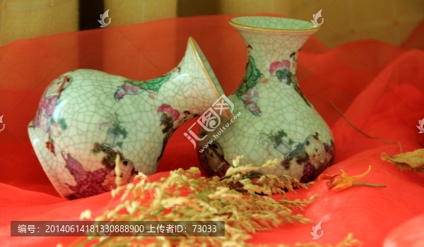 瓷瓶,麥穗草,,古董
