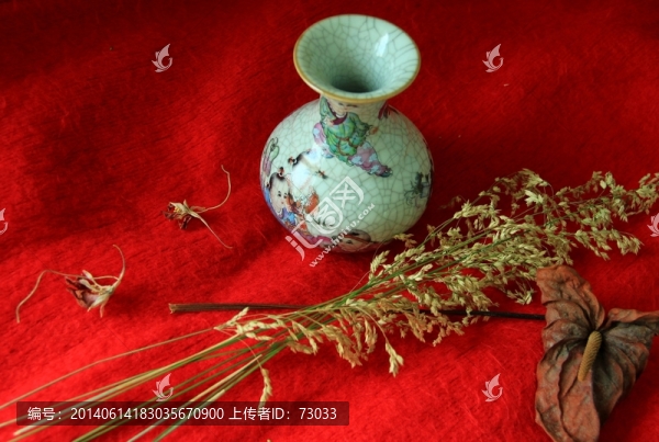 瓷瓶,麥穗草,,古董