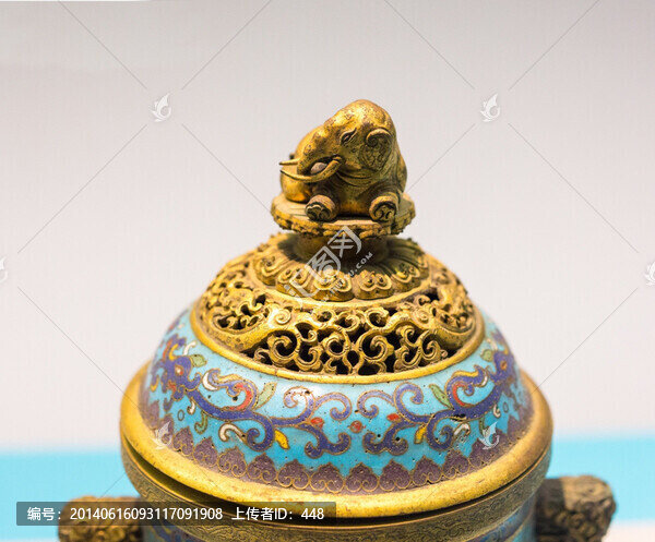 景泰藍(lán)鎏金熏爐,大象鈕