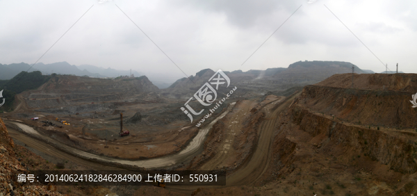 礦山露天大采坑大畫幅全景圖