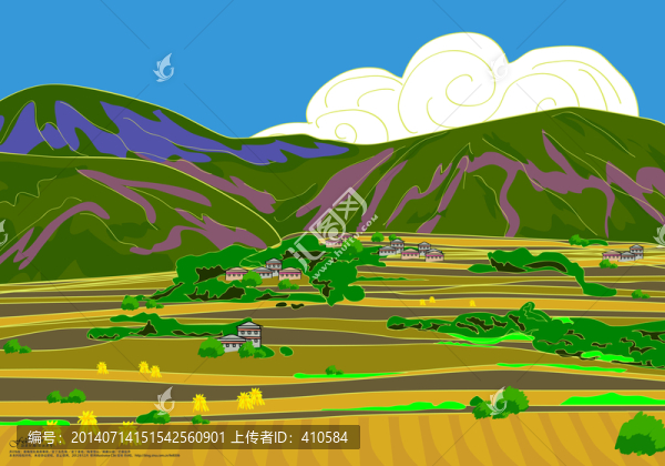 手繪風(fēng)景香格里拉系列,滇藏線(xiàn)