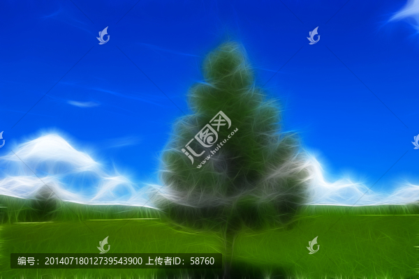電腦畫,原野之樹