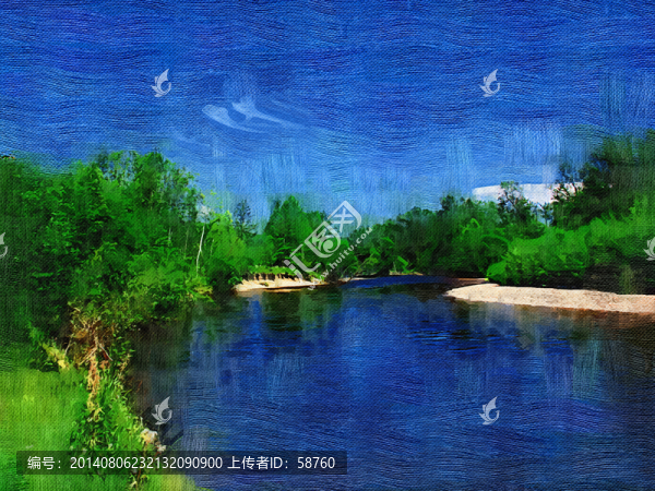 電腦畫,抽象河流