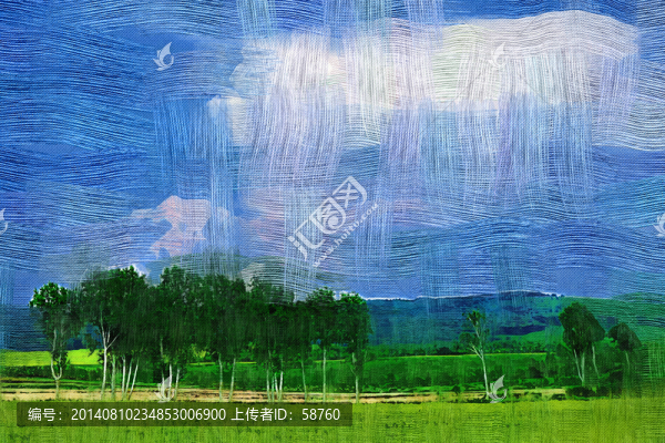 電腦油畫,原野之樹