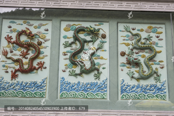 龍,城墻,雕刻