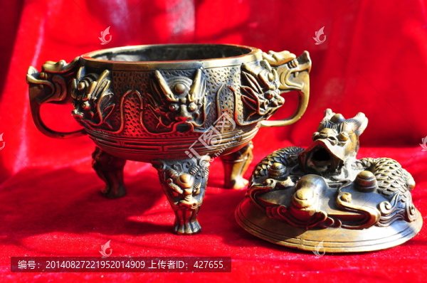 三足雙耳龍頭香鼎