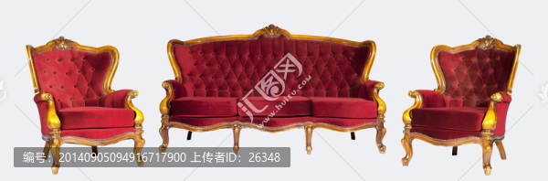 歐式紅色沙發(fā)
