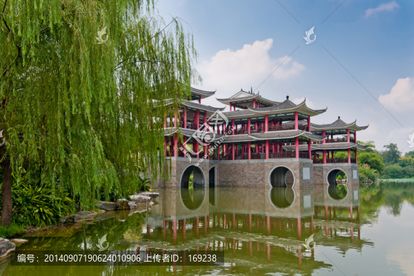 景觀園林,竹影橋