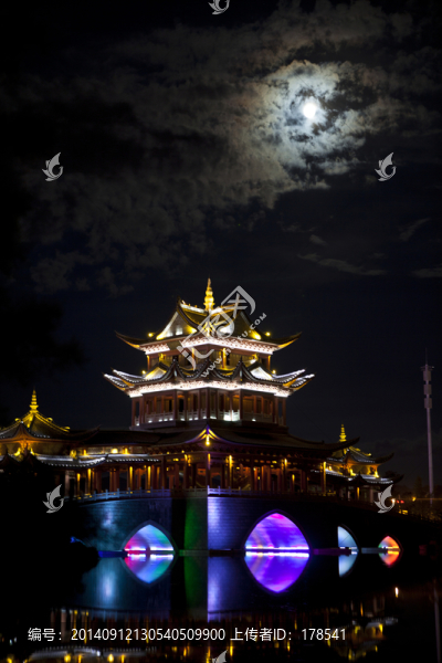月亮,中秋節(jié),夜景,古建筑