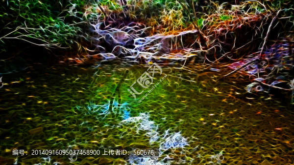 裝飾畫,秋色,溪流