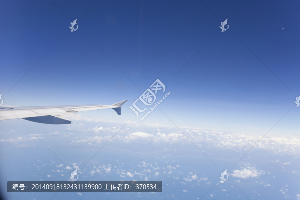 航拍,飛機,機翼,?？?藍天