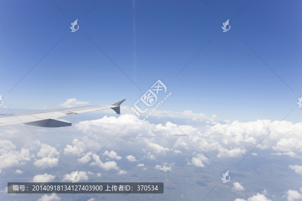 航拍,飛機(jī),機(jī)翼,?？?藍(lán)天