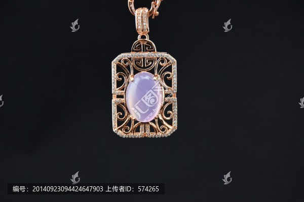 方形粉玉髓吊墜
