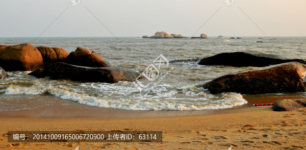 海邊日落,礁石,沙灘,金色海岸