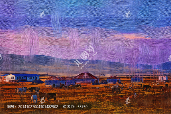 電腦油畫,牧場黃昏
