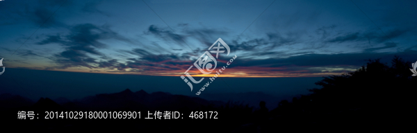 藍(lán)色,泰山,日落,全景,風(fēng)景