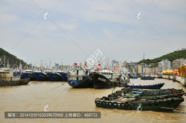 藍(lán),白色,漁船,沈家門,漁港
