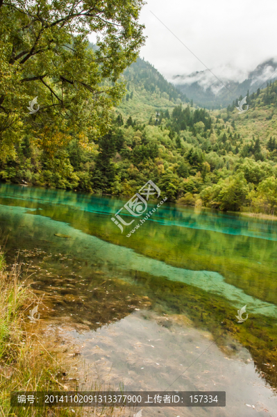 九寨溝秀美秋色湖泊,五花海