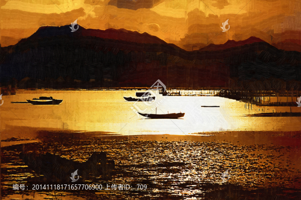 湖泊風(fēng)景油畫