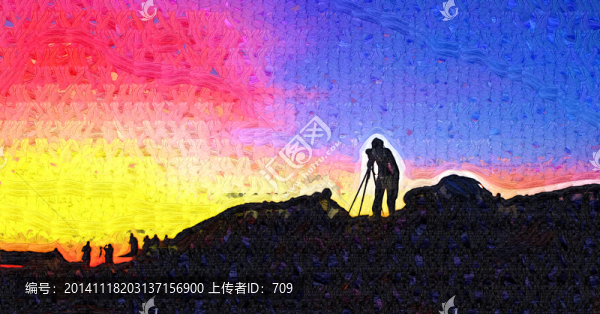 山坡水彩畫