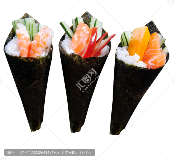 熟蝦手卷文魚北極貝手卷芒果三文
