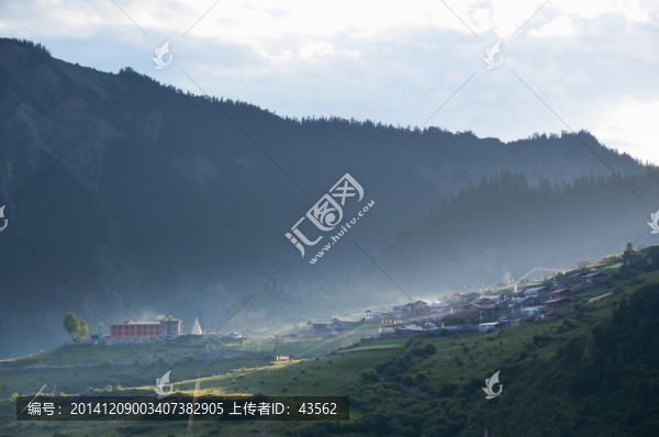 扎尕那,藏民,村莊,夕陽