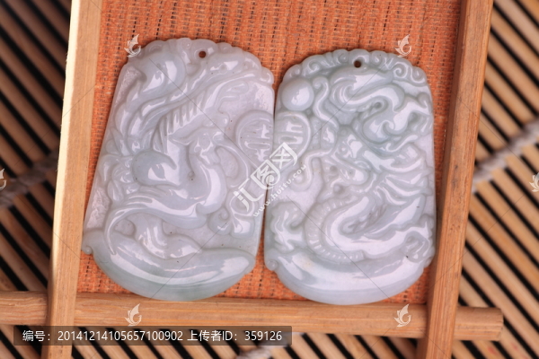 龍鳳對(duì)玉牌,青玉,玉龍,玉鳳