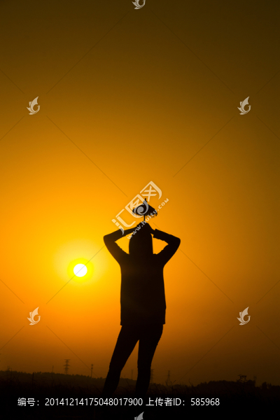 美女人像夕陽剪影